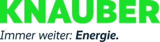 Das Logo zeigt "KNAUBER" in großen, grünen Buchstaben. Darunter steht der Slogan "Immer weiter: Energie."